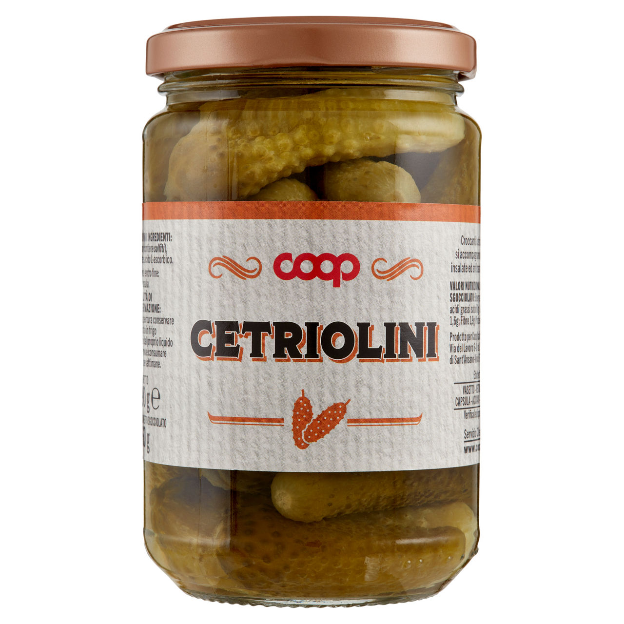 Cetriolini con aceto di vino in vetro 290 gr sgocciolati 60 gr - Immagine 01