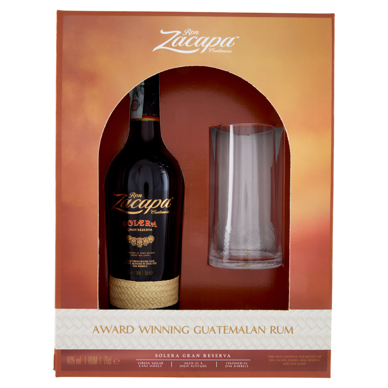 Rhum zacapa solera gran reserva 40 gradi astuccio ml 700 + bicchiere