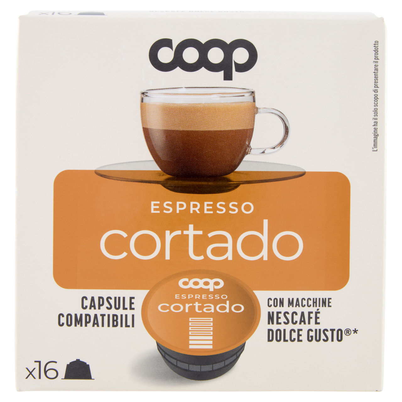 Caffe' capsule compatibili dolce gusto coop miscela cortado pz 16x6,3g g100,8