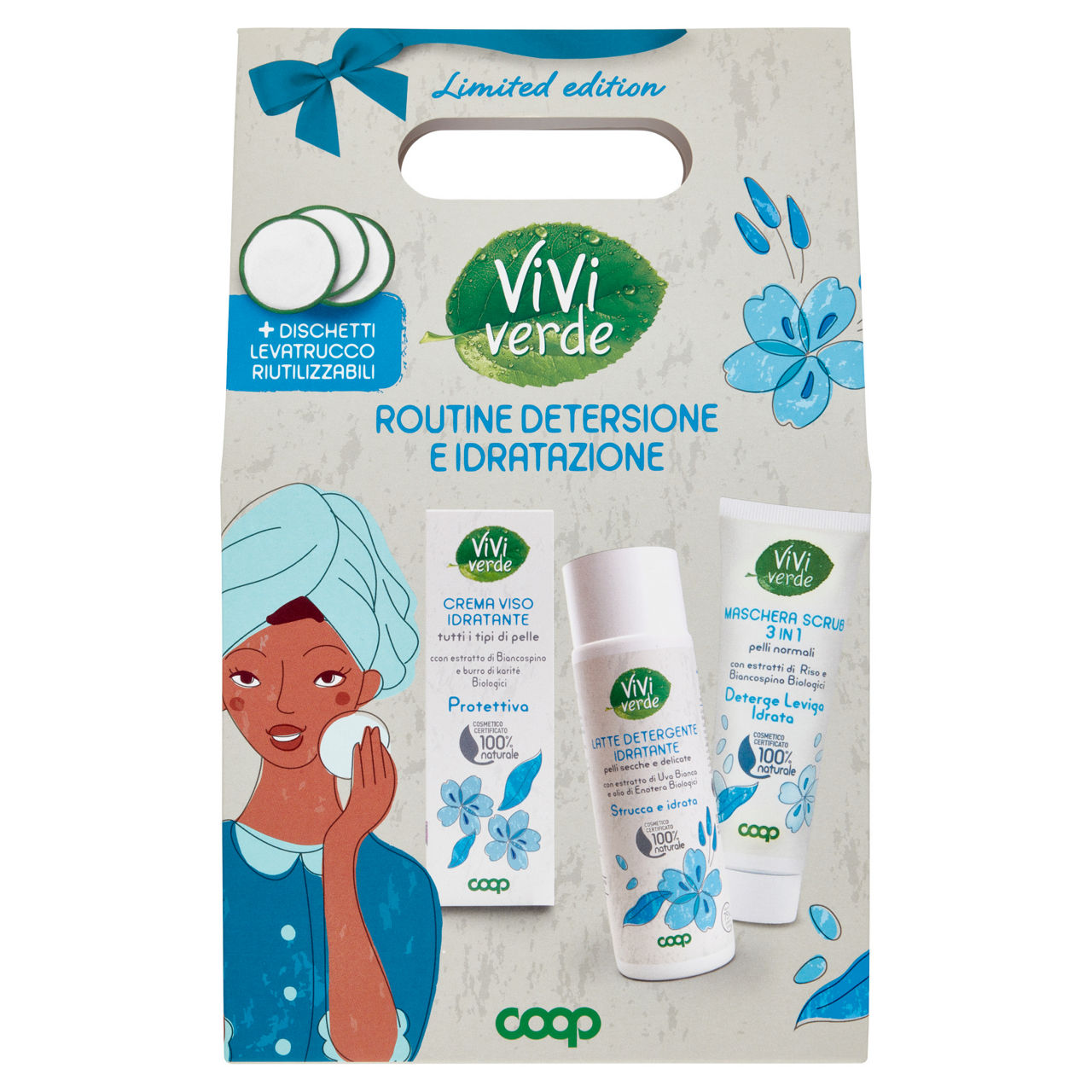 Cofanetto beauty routine deters.idratazione latte+masc.+crem.viviverde coop pz.1