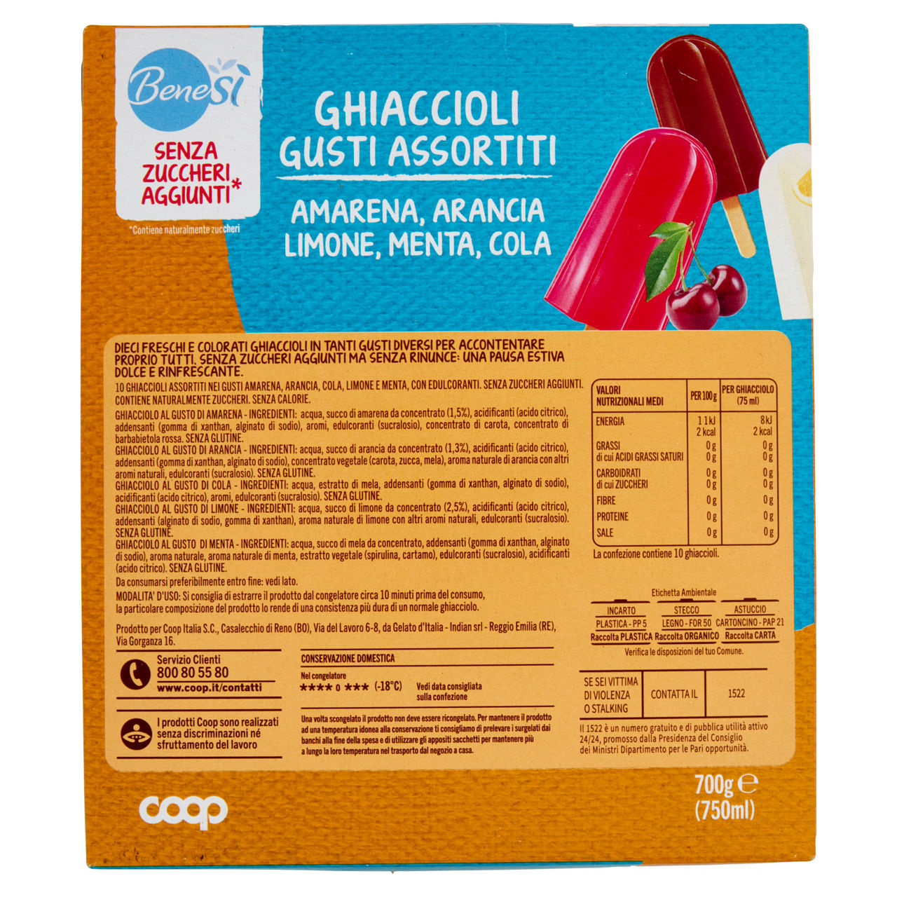 GHIACCIOLI ASSORTITI S/ZUCCHERI BENESI' COOP PZ 10X G 700 - Immagine 21