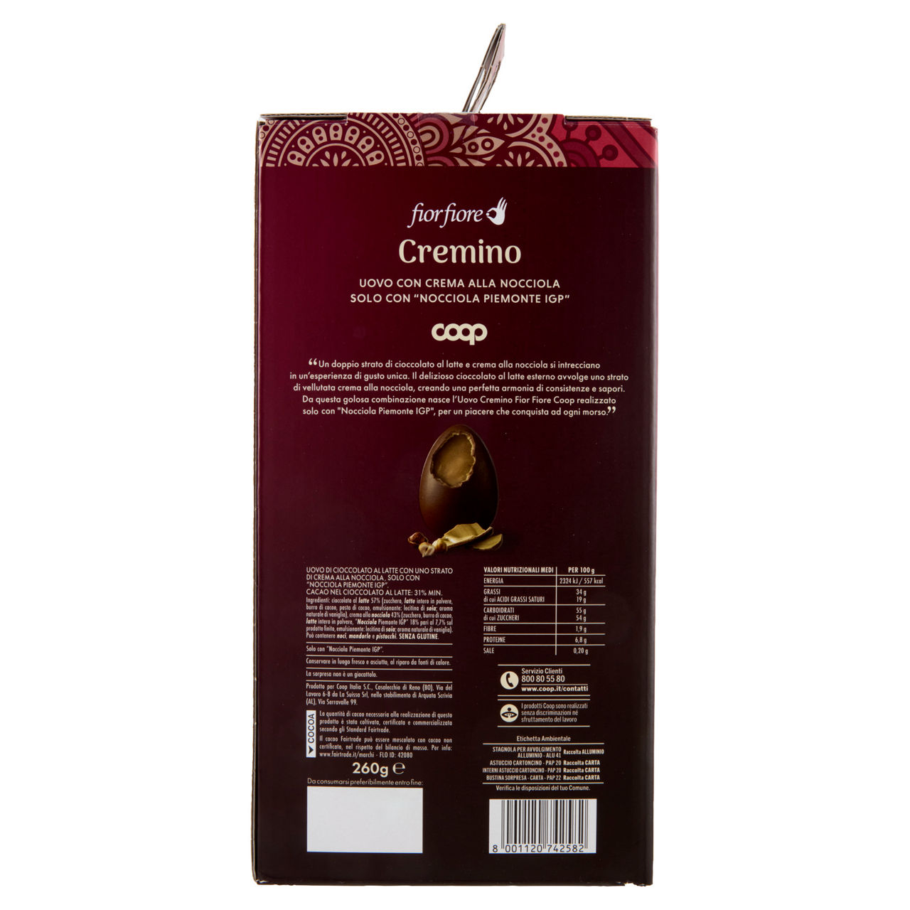 Uovo di cioccolato cremino nocciola Piemonte IGP 260 gr - Immagine 31