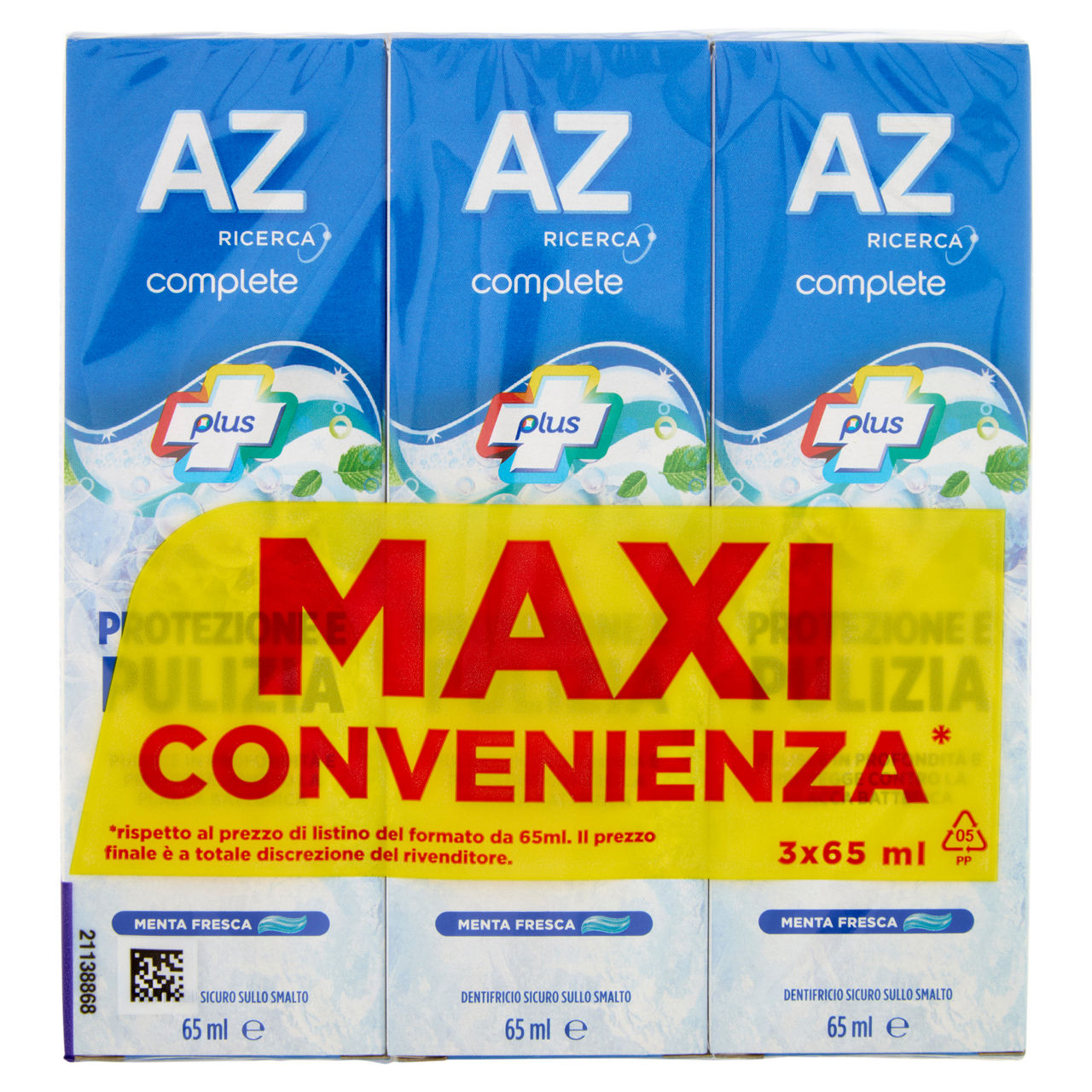 Dentifricio complete plus menta fresca 3 pz x 65 ml