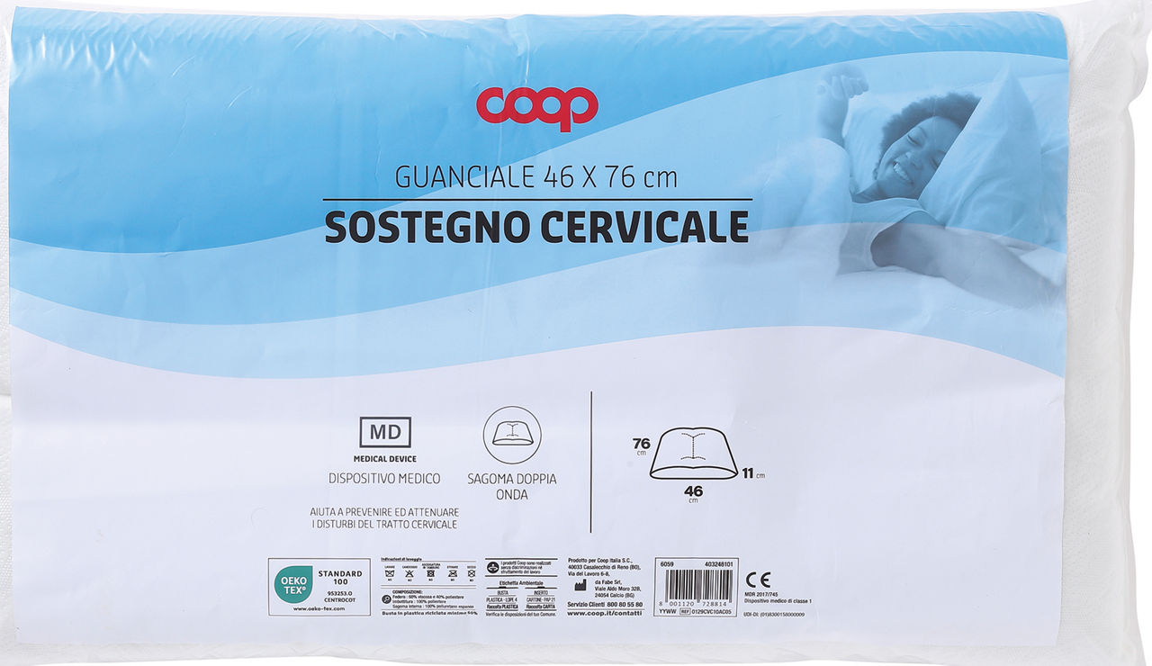 Guanciale presidio medico sostegno cervicale 46x76 cm