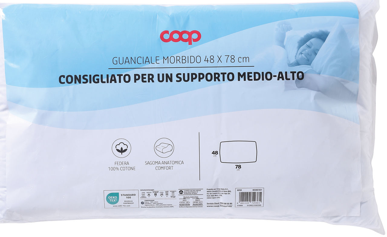 Guanciale morbido con sostegno medio alto 48x78 cm