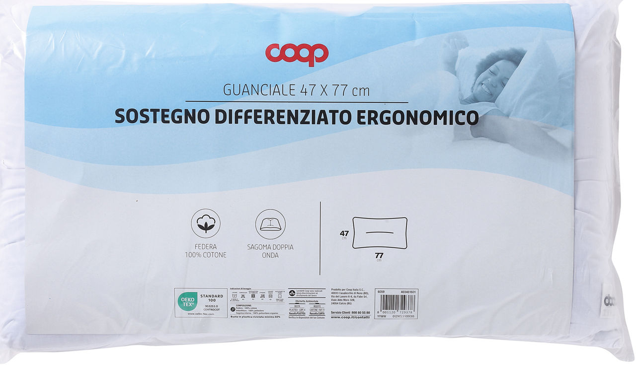 Guanciale morbido con sostegno ergonomico 47x77 cm