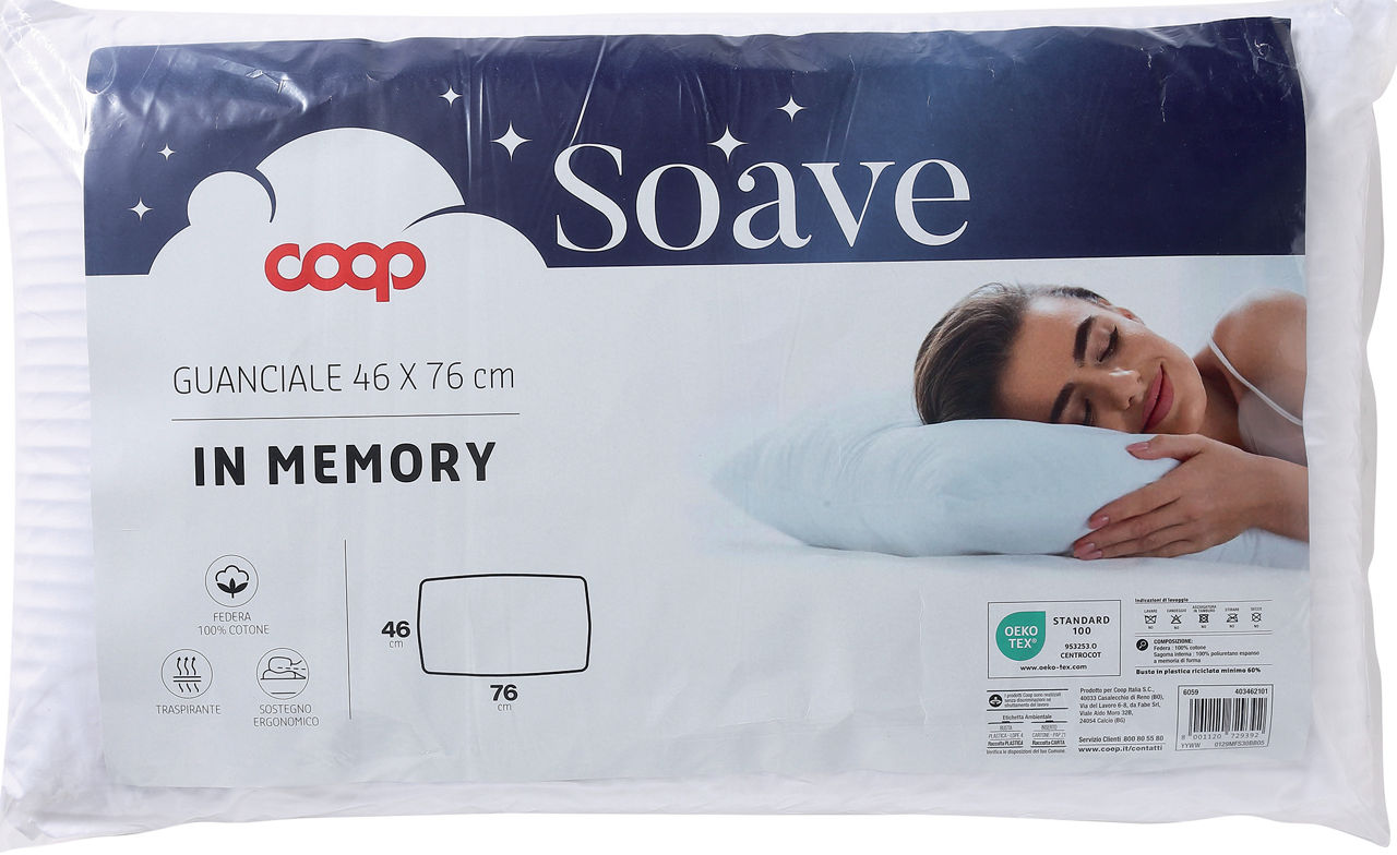 Guanciale in memory foam cm 46x76 cm