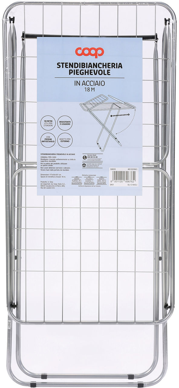 STENDIBIANCHERIA IN ACCIAIO A CAVALLETTO CON ALI 18MT COOP - Immagine 21