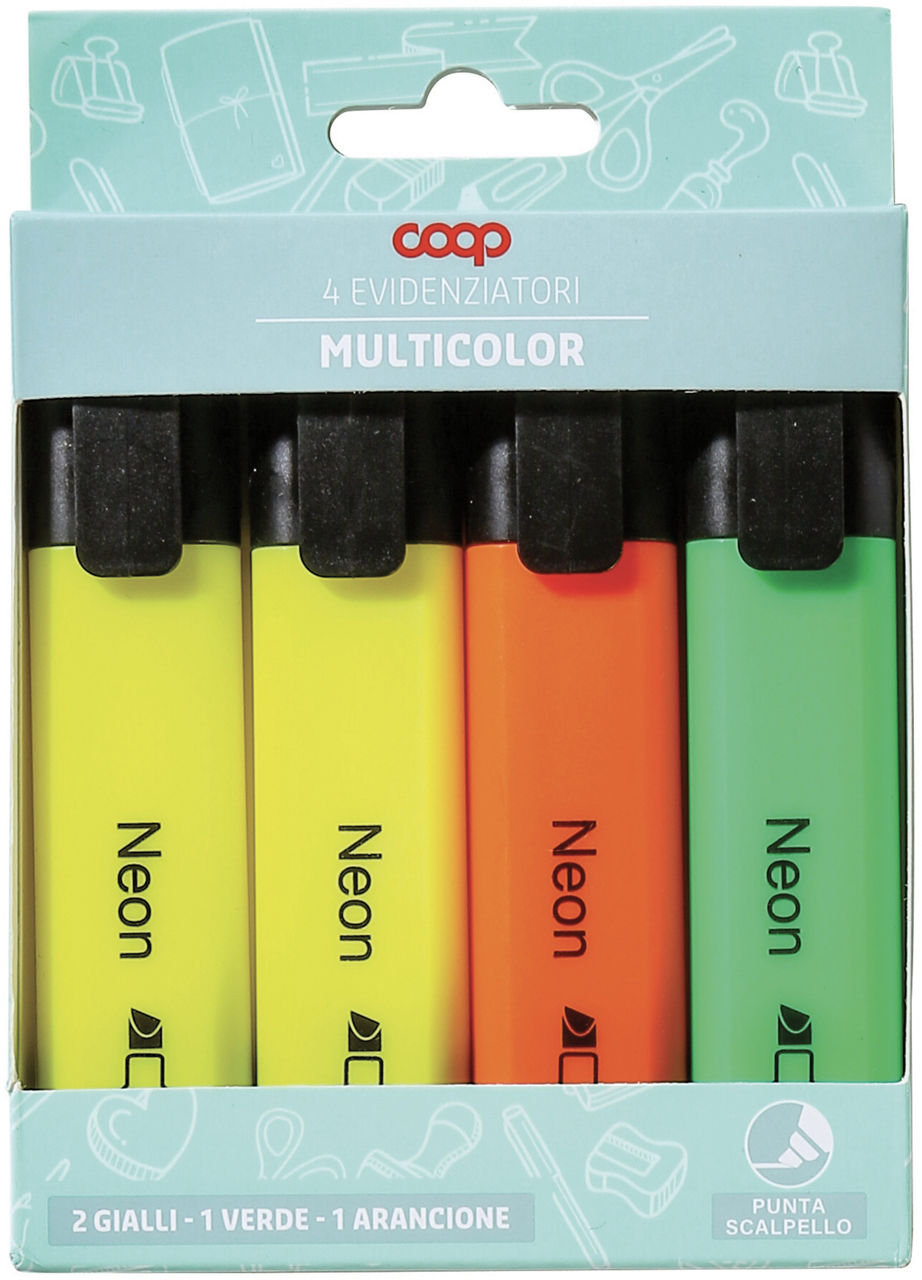 4 evidenziatori colori assortiti