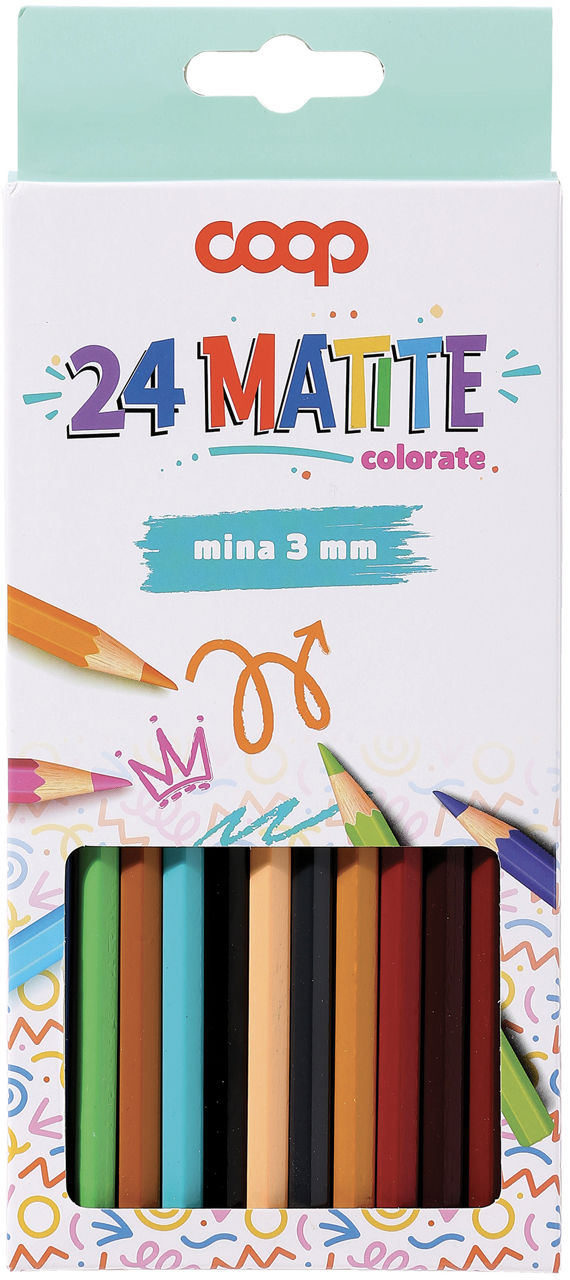 24 matite colorate punta 3 mm