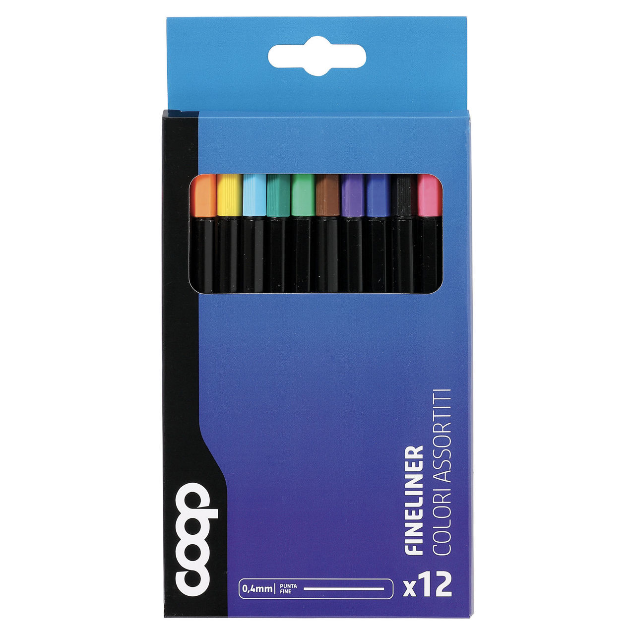 12 fineliner colori assortiti punta 0,4 mm