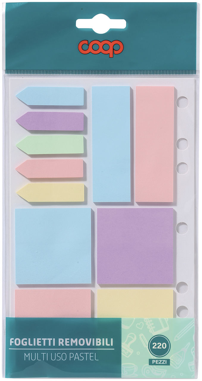 Set foglietti removibili misure assortite 220 fogli 