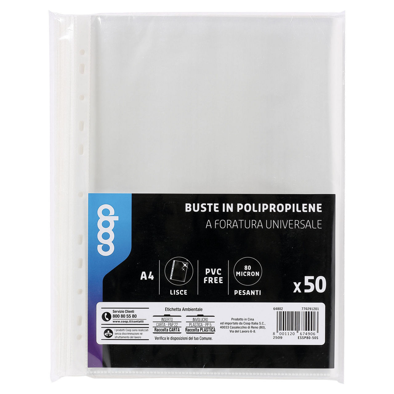 50 buste perforate lisce a4 spessore pesante