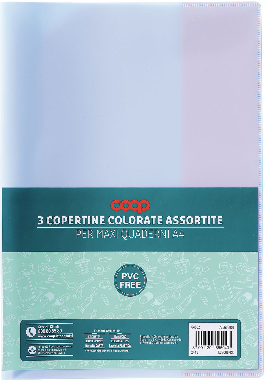 3 coprimaxi quaderni coop colori pastello assortiti