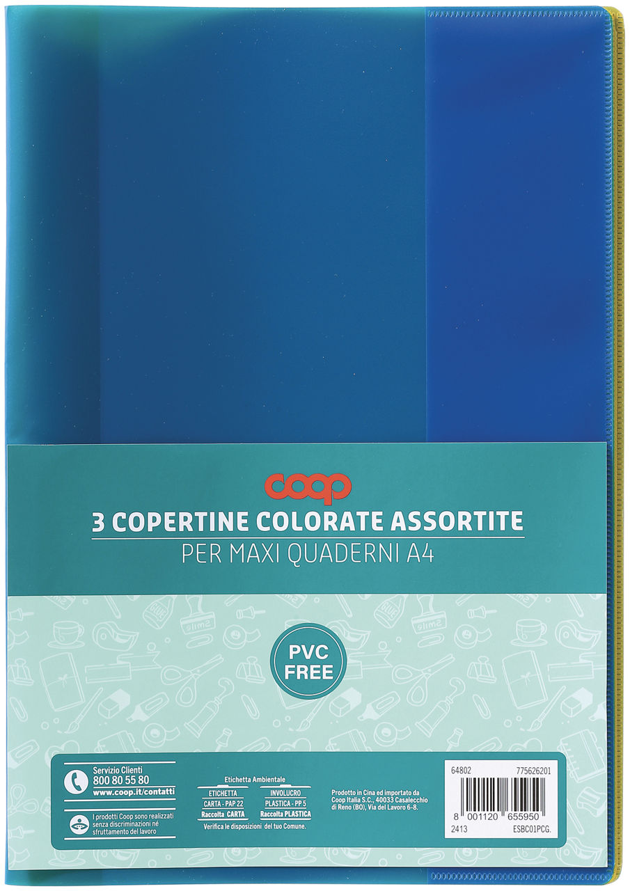 3 coprimaxi quaderni coop colori solidi assortiti