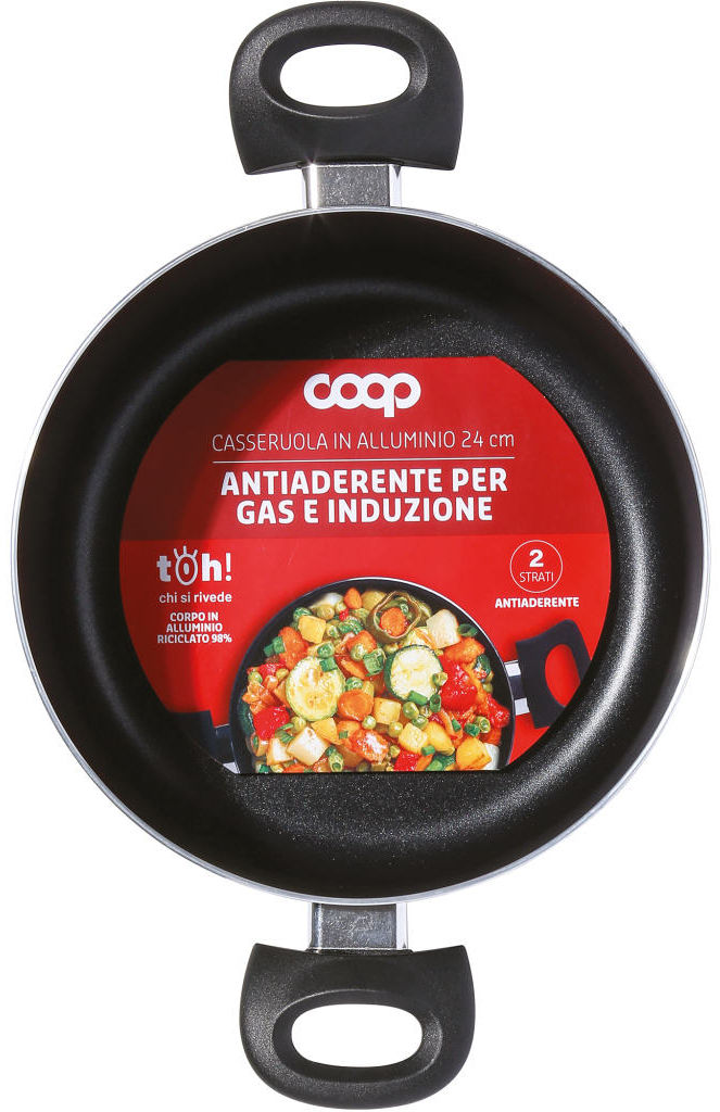 Casseruola 1 manico in alluminio 24 cm antiaderente per gas e induzione