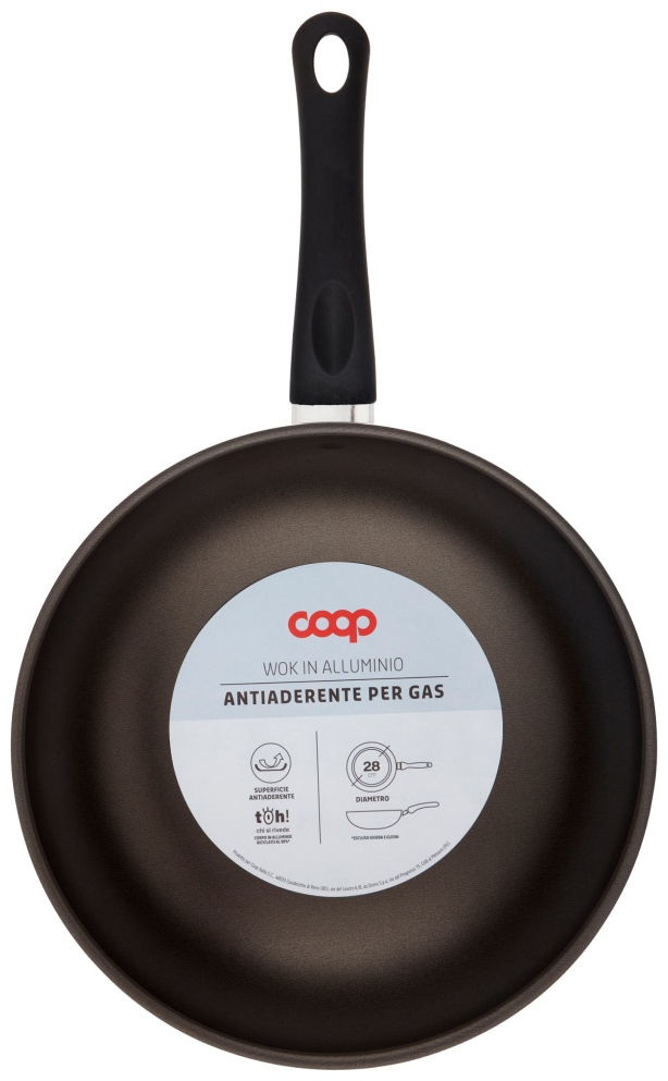 Wok in alluminio 28 cm antiaderente per gas