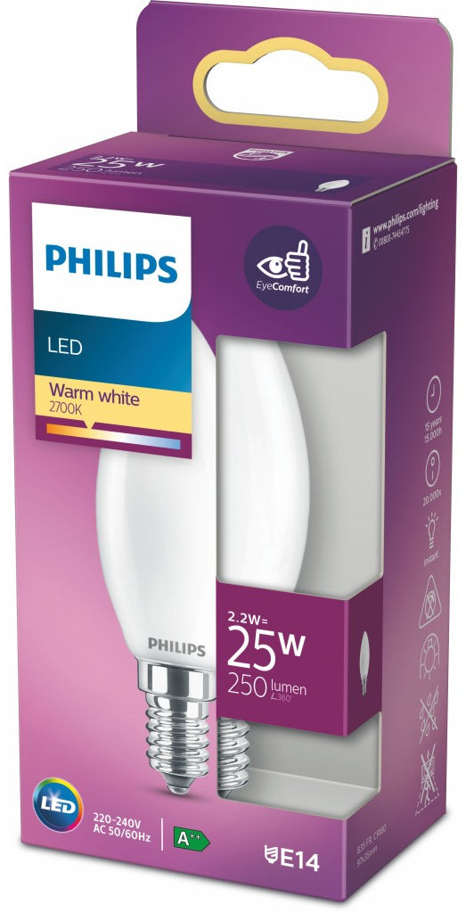 Lampadina LED candela 25W attacco E14 luce calda non dimmerabile - 1