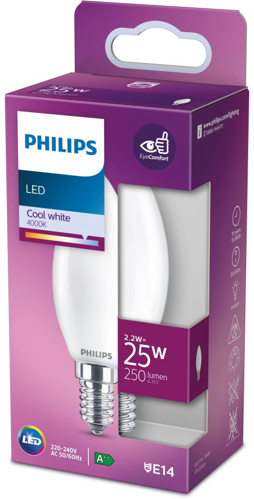 Lampadina LED candela 25W attacco E14 luce fredda non dimmerabile - 2