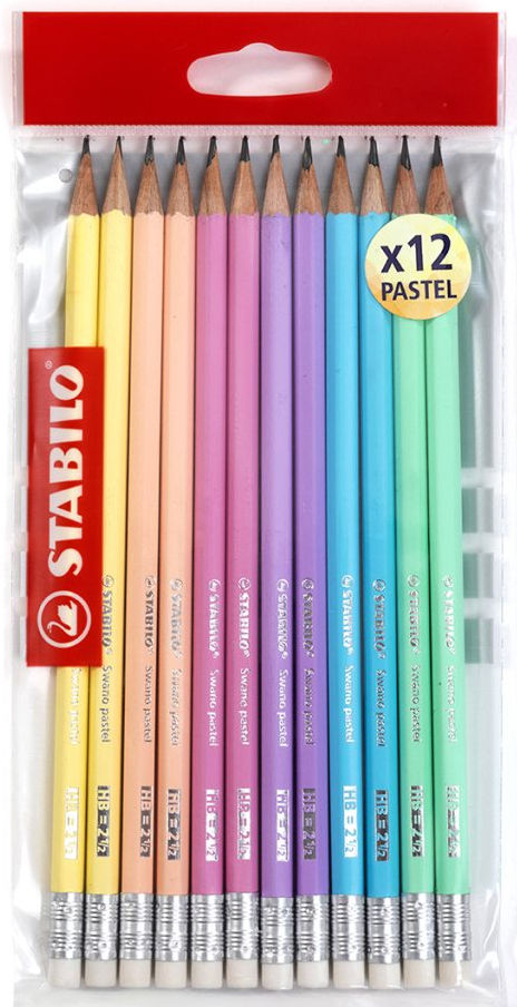 12 matite hb stabilo swano pastel con gommino