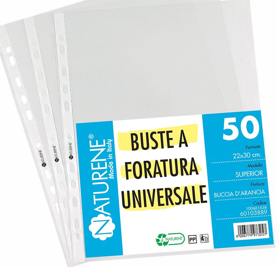 50 buste perforate  a4 buccia d'arancia