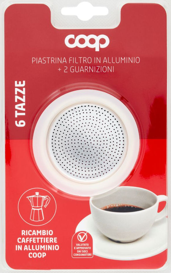 Ricambio piastrina per caffettiere in alluminio coop 2 guarnizioni 6 tazze