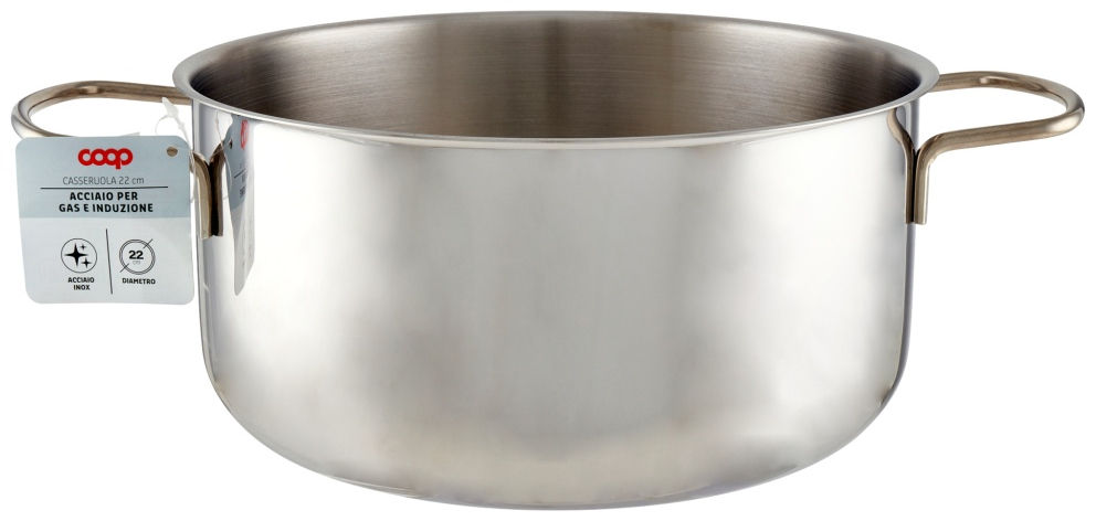 Casseruola 2 manici 22 cm acciaio per gas e induzione