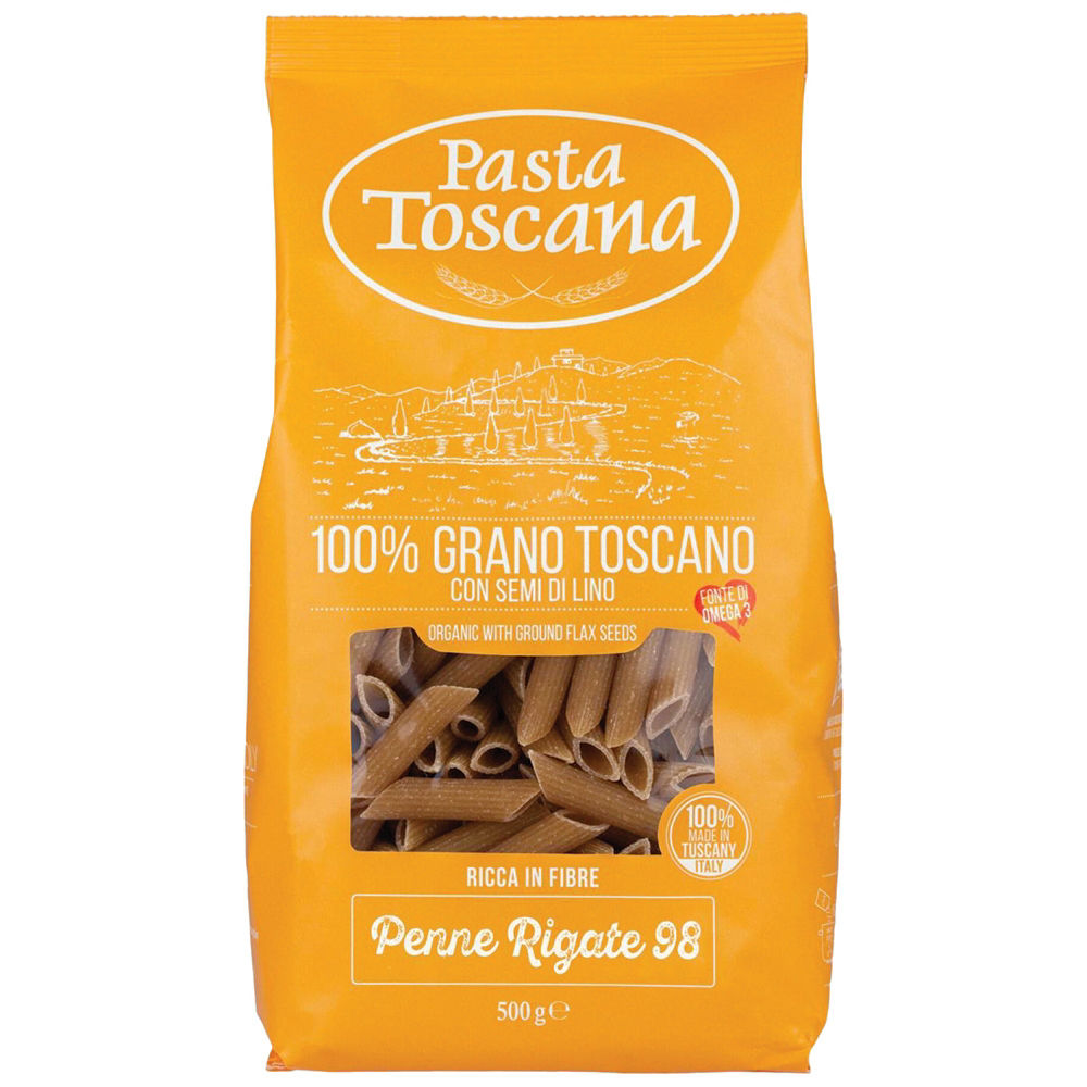 Penne rigate n.98 pasta toscana integrale/bio omega 3 gr500