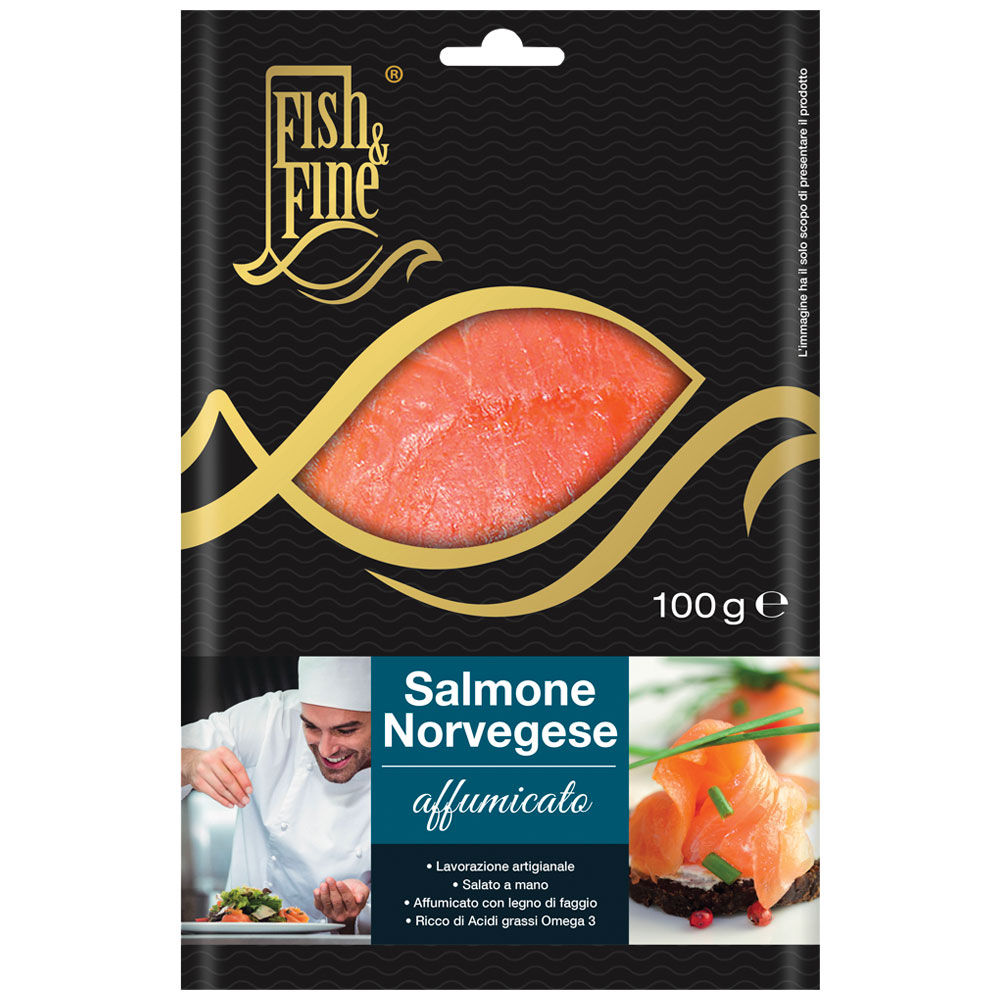 Salmone norvegese affumicato sicily food fish&fine preaffettato sv gr.100