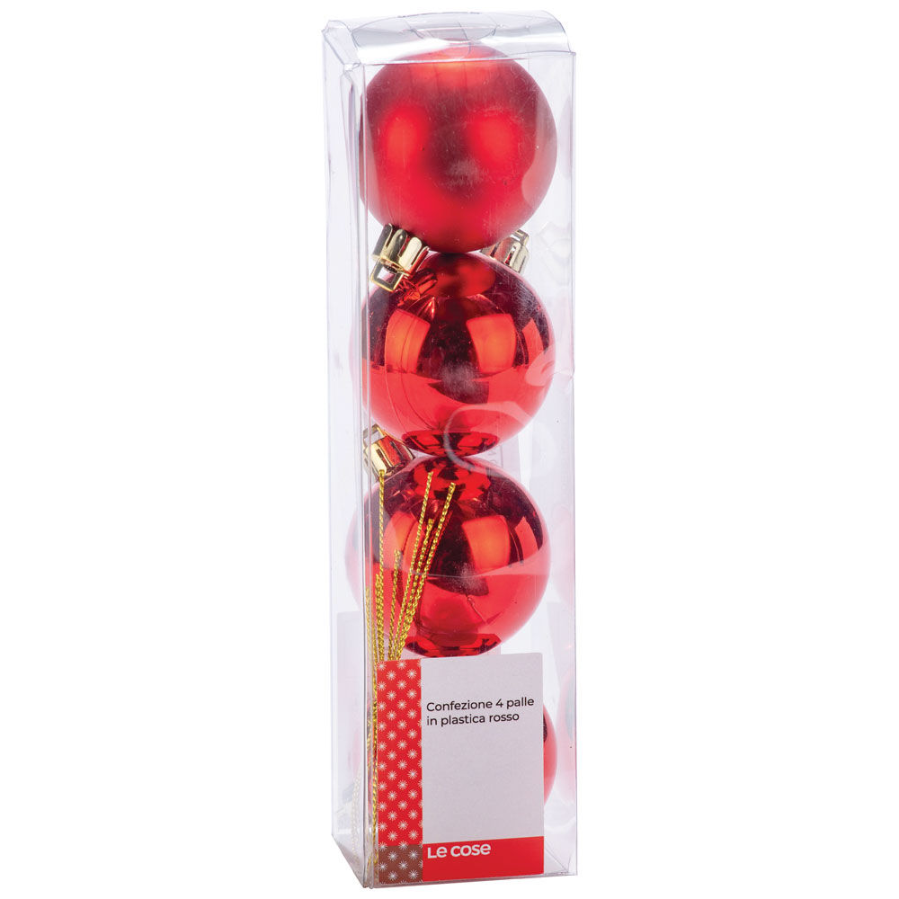 Set palle rosse in plastica 4 pz