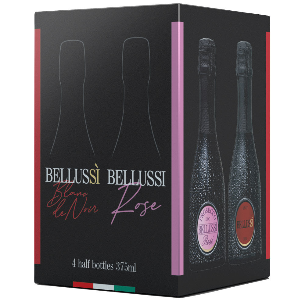 Spumante bellussi mini box 4 bottiglie x 375 ml