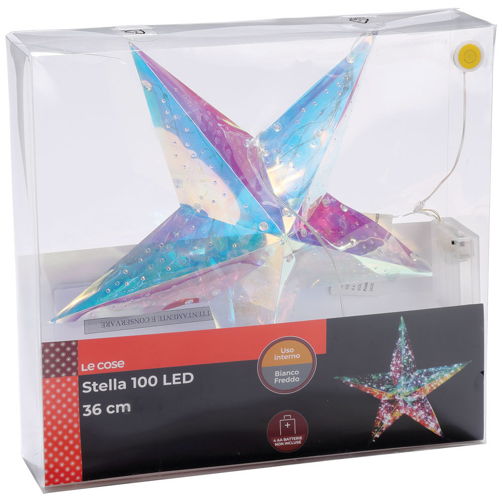 Luce a stella bianco freddo taglio laser a batteria 36 cm 100 led