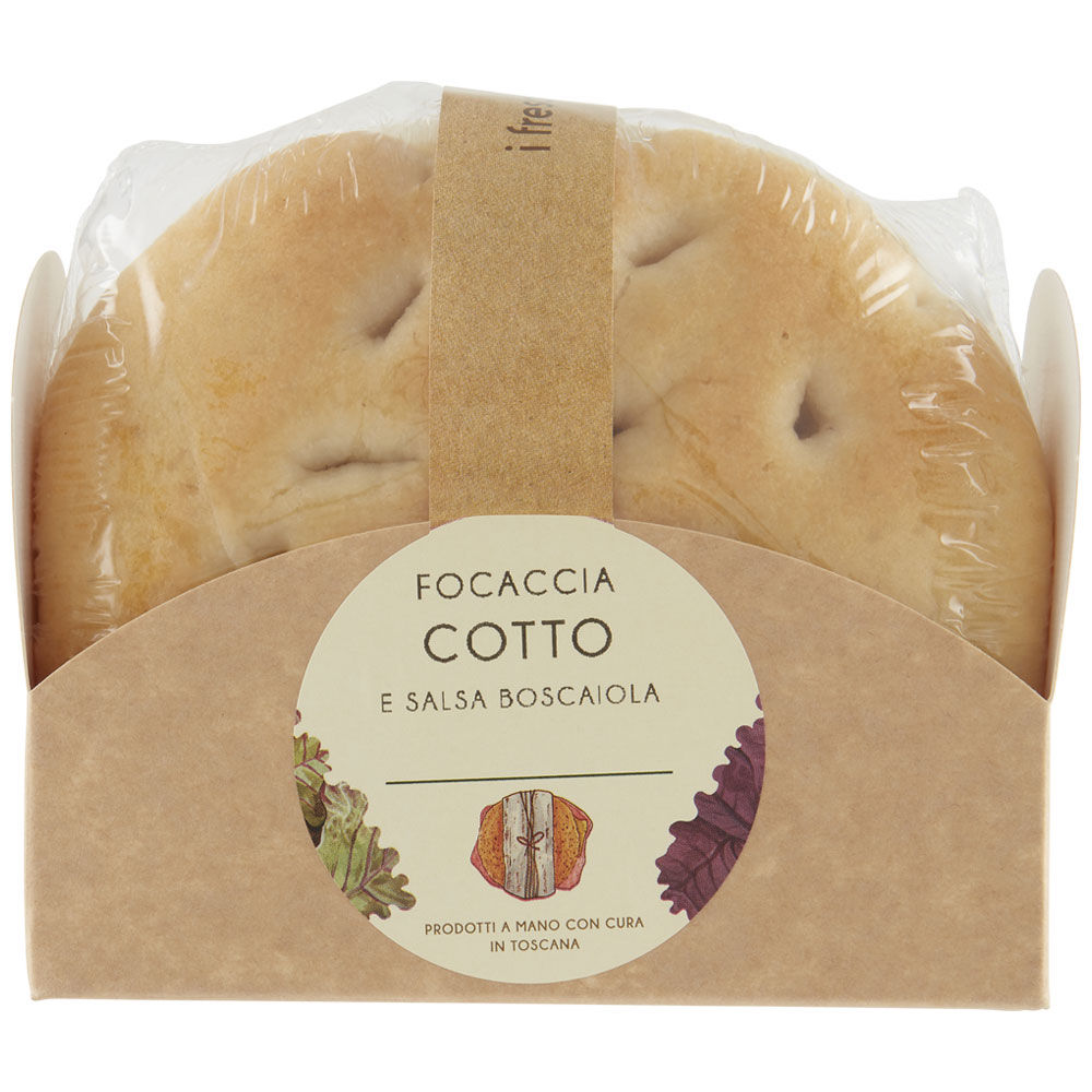 Focaccia prosciutto cotto e salsa boscaiola - Immagine 01