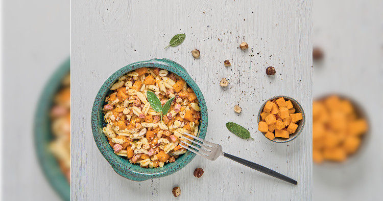 Cavatelli con zucca e pancetta