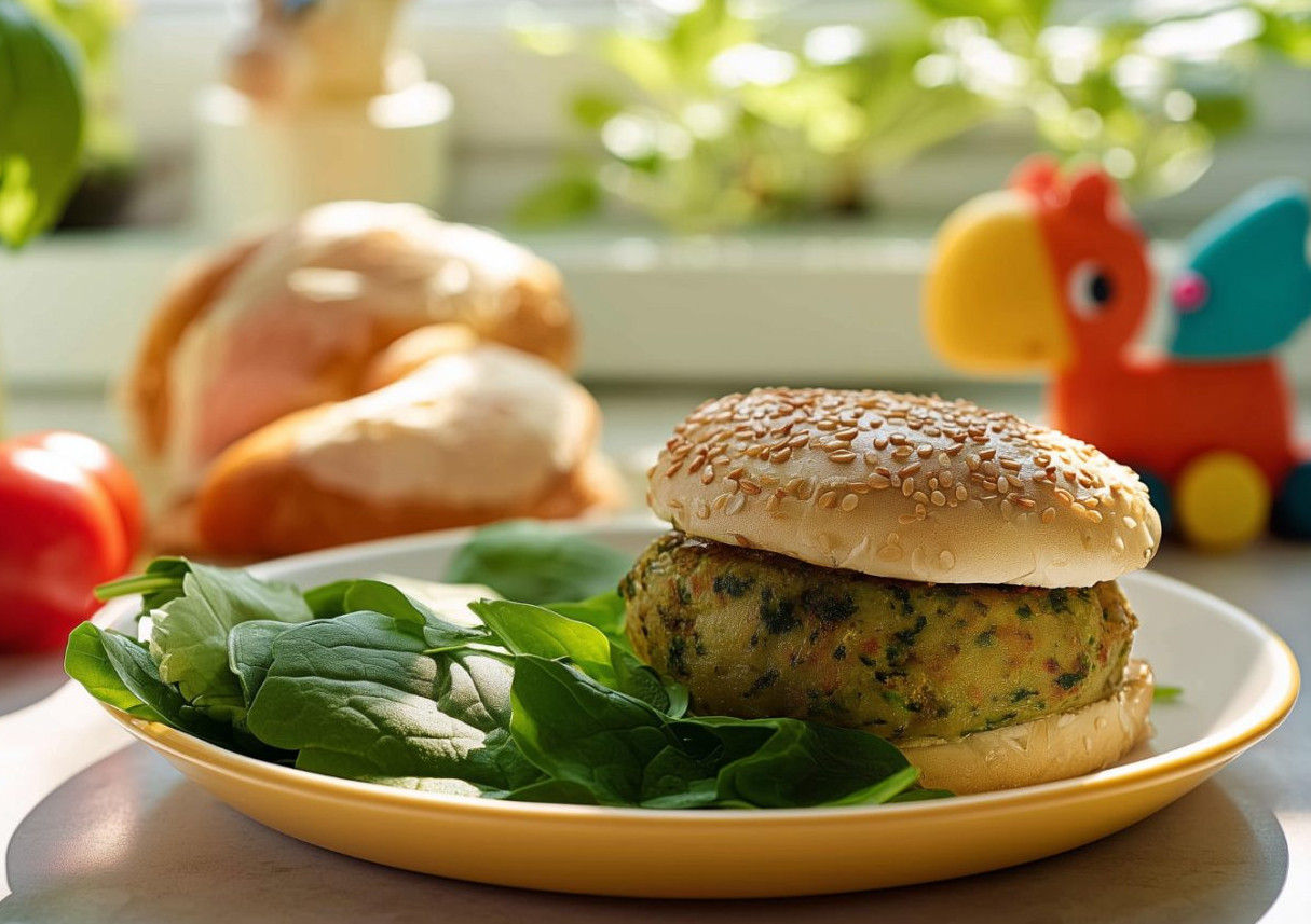 Hamburger di pollo, spinaci e patate in padella