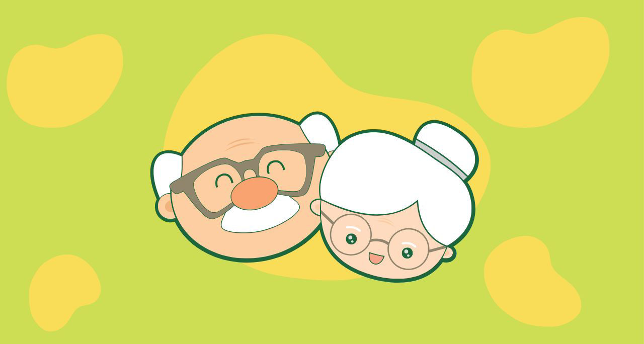 immagine di due nonni cartoon