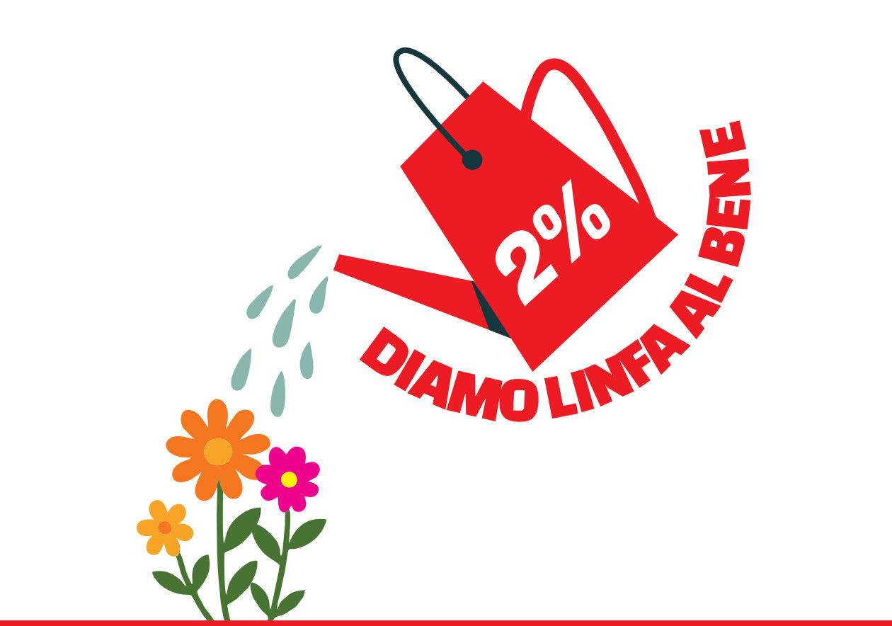 l'immagine dell'iniziativa: un annaffiatoio rosso che vera gocce su fiori colorati