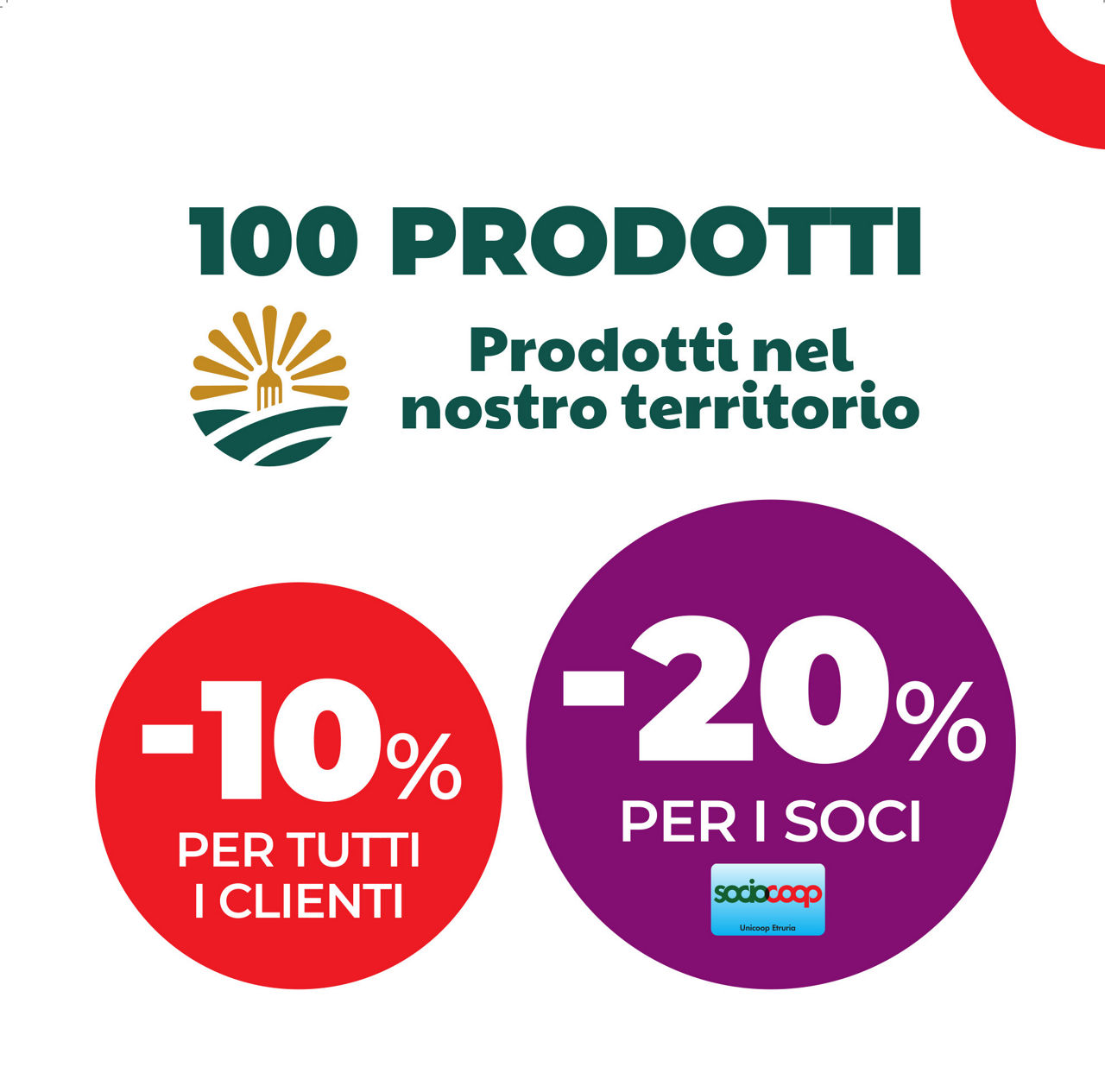 sconti per tutti i clienti e per i soci sui prodotti del territorio