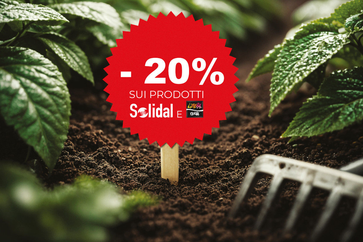 bollone rosso con sconto su prodotti Solidal Coop e Libera Terra