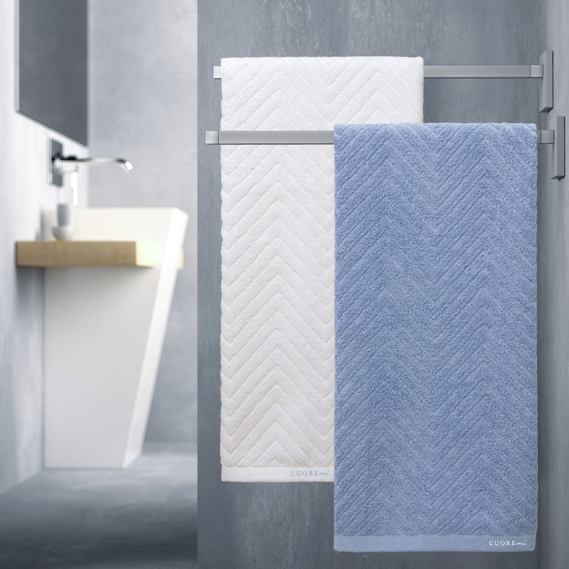 Set 2 asciugamani in bagno