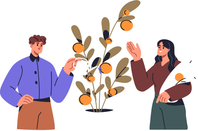 People watering plant