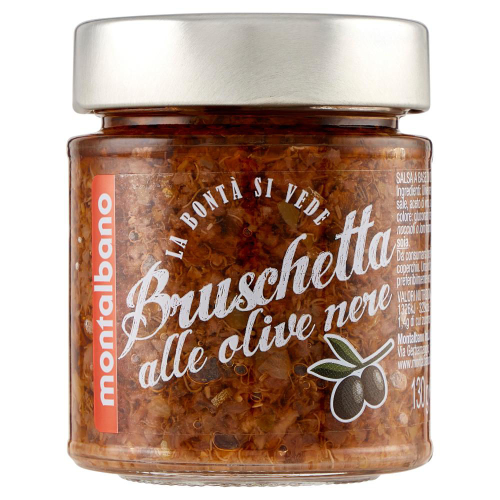 Bruschetta alle olive nere montalbano vaso vetro g 130