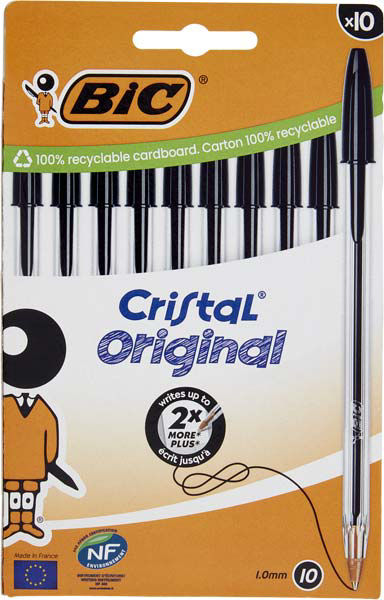 10 PENNE A SFERA BIC CRISTAL ORIGINAL P.MEDIA NERO - 1