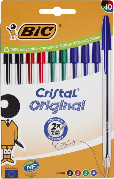 10 PENNE A SFERA BIC CRISTAL ORIGINAL P.MEDIA ASS.TE - 1