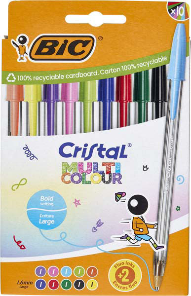 10 PENNE A SFERA BIC CRISTAL MULTICOULOR - 1