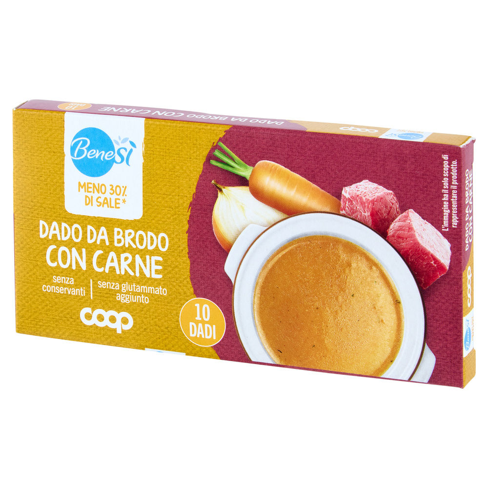 DADO DA BRODO CARNE A RIDOTTO CONTENUTO DI SALE 10 CUBI COOP BENE SÌ G 90 - 1