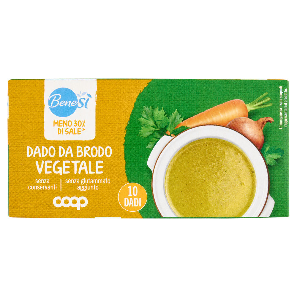 Dado da brodo vegetale a ridotto contenuto di sale 10 cubi coop bene sì g 90
