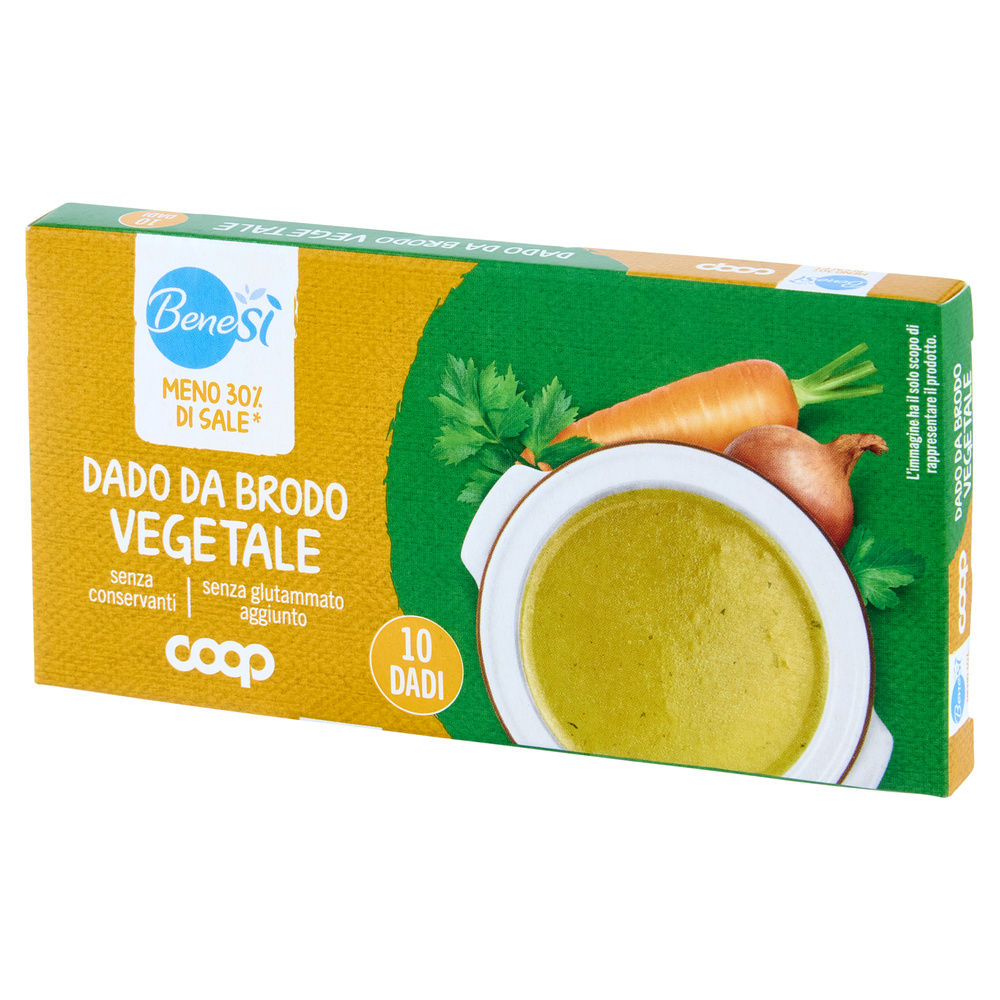 DADO DA BRODO VEGETALE A RIDOTTO CONTENUTO DI SALE 10 CUBI COOP BENE SÌ G 90 - 1