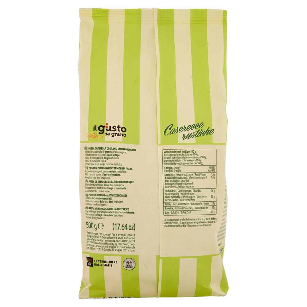 PASTA DI SEMOLA BIO LIBERA TERRA CASERECCE RUSTICHE G500 - 4