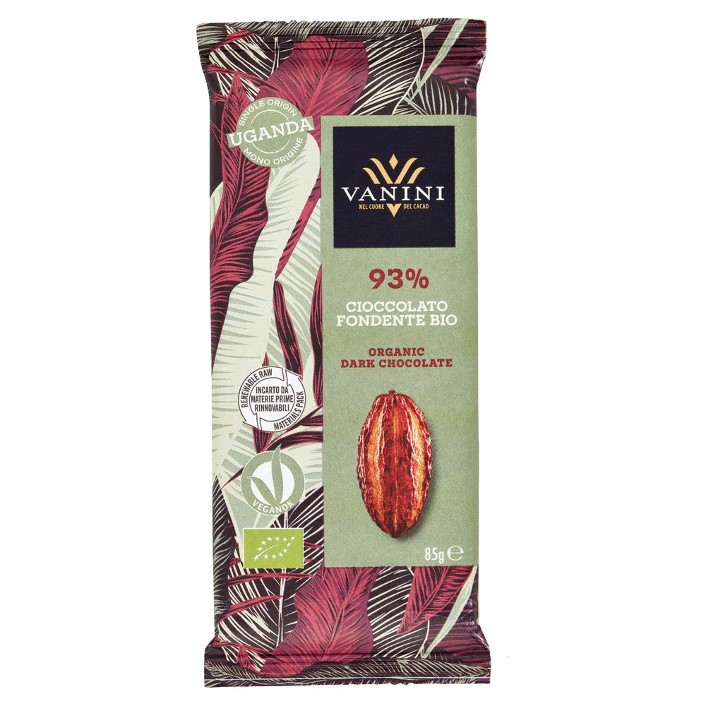 TAVOLETTA FONDENTE 93% CACAO BIO UGANDA VANINI INCARTO G 85 - 1